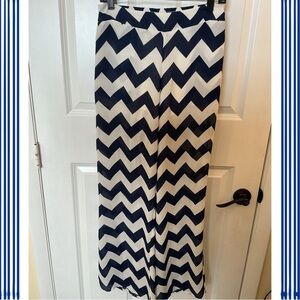 CALS Navy and White Chevron Palazzo Pants